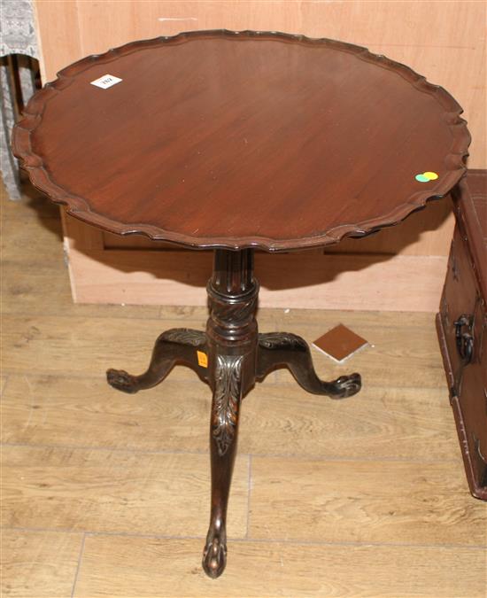 A George III mahogany piecrust tilt top tea table, Diameter 66cm